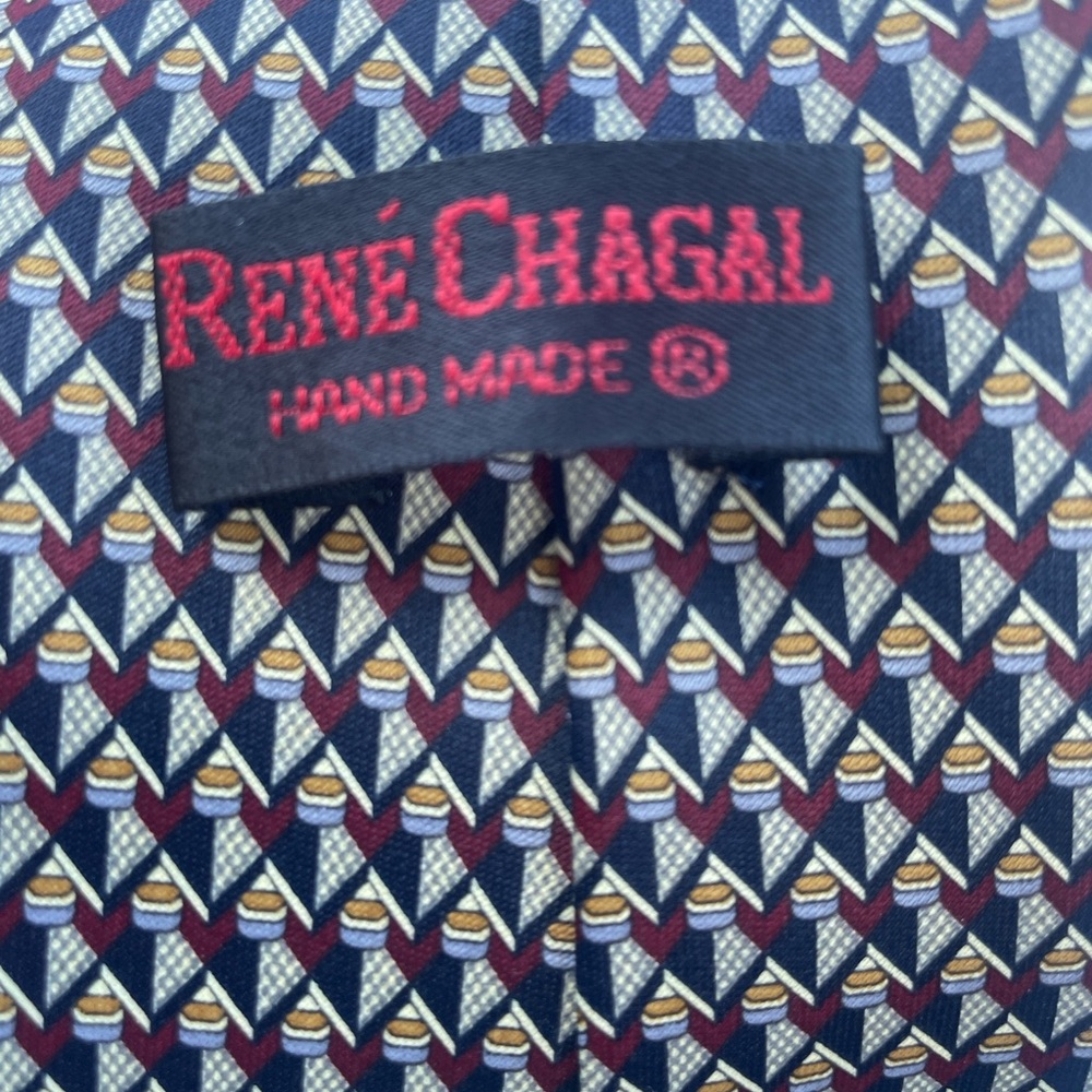 René Chagal Handmade Silk Tie – Unique Geometric Pattern